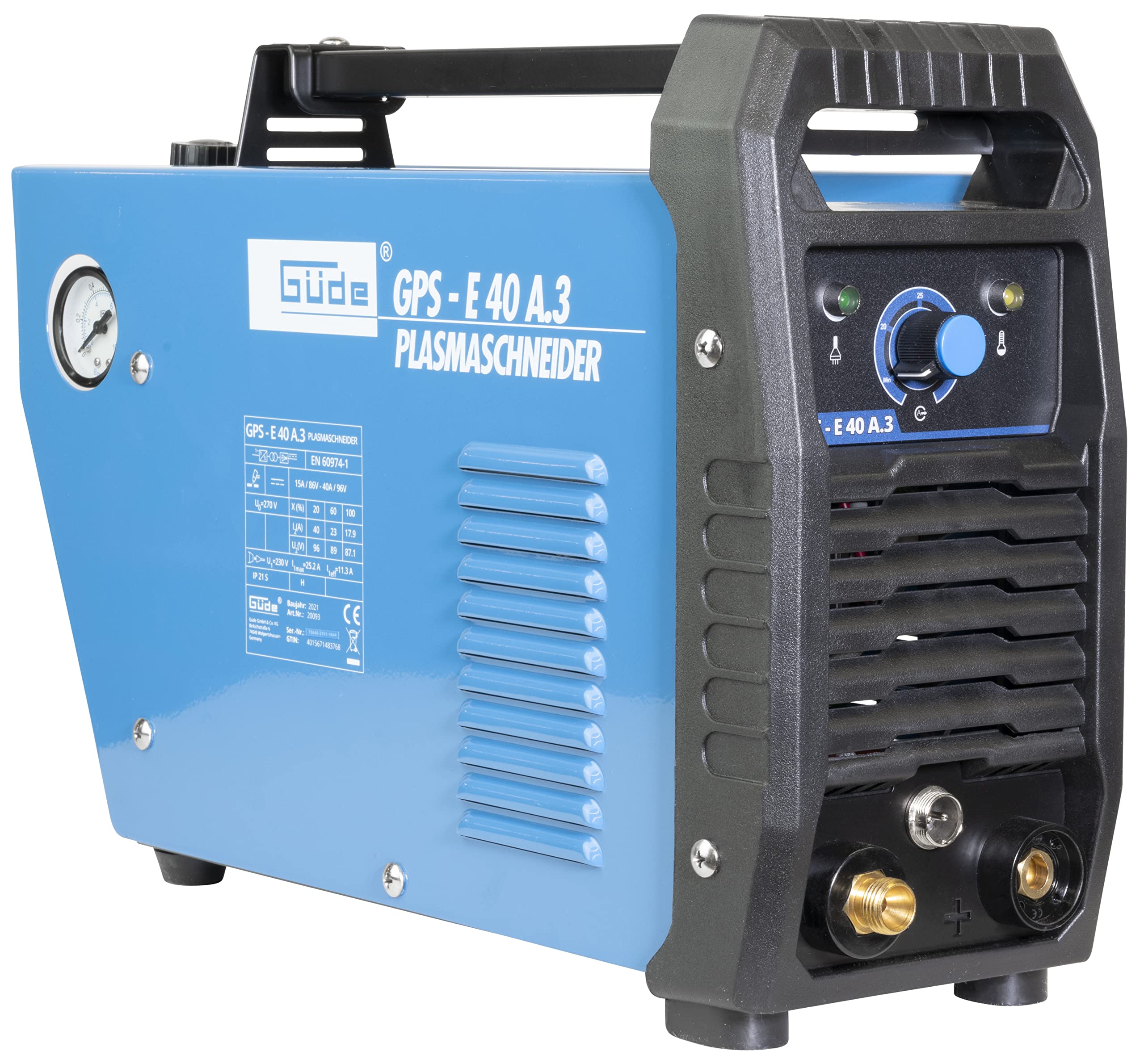 Güde 20093 GPS-E 40 A.3 Plasmaschneider (230 V, Arbeitsdruck 3-6 bar, Materialstärke max. 12 mm, für Stahl, Edelstahl, Kupfer oder Aluminium geeignet)