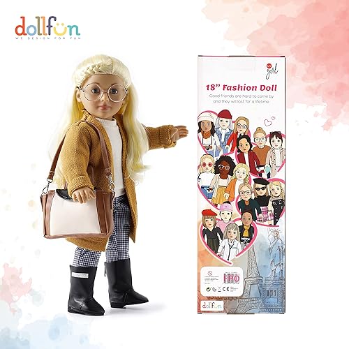 Miniatura 6 de World Girls - Juego de muñecas de moda Olivia (Norteamérica) de 18 pulgadas con pelo para peinar, ropa, zapatos y accesorios. Cabello rubio y ojos