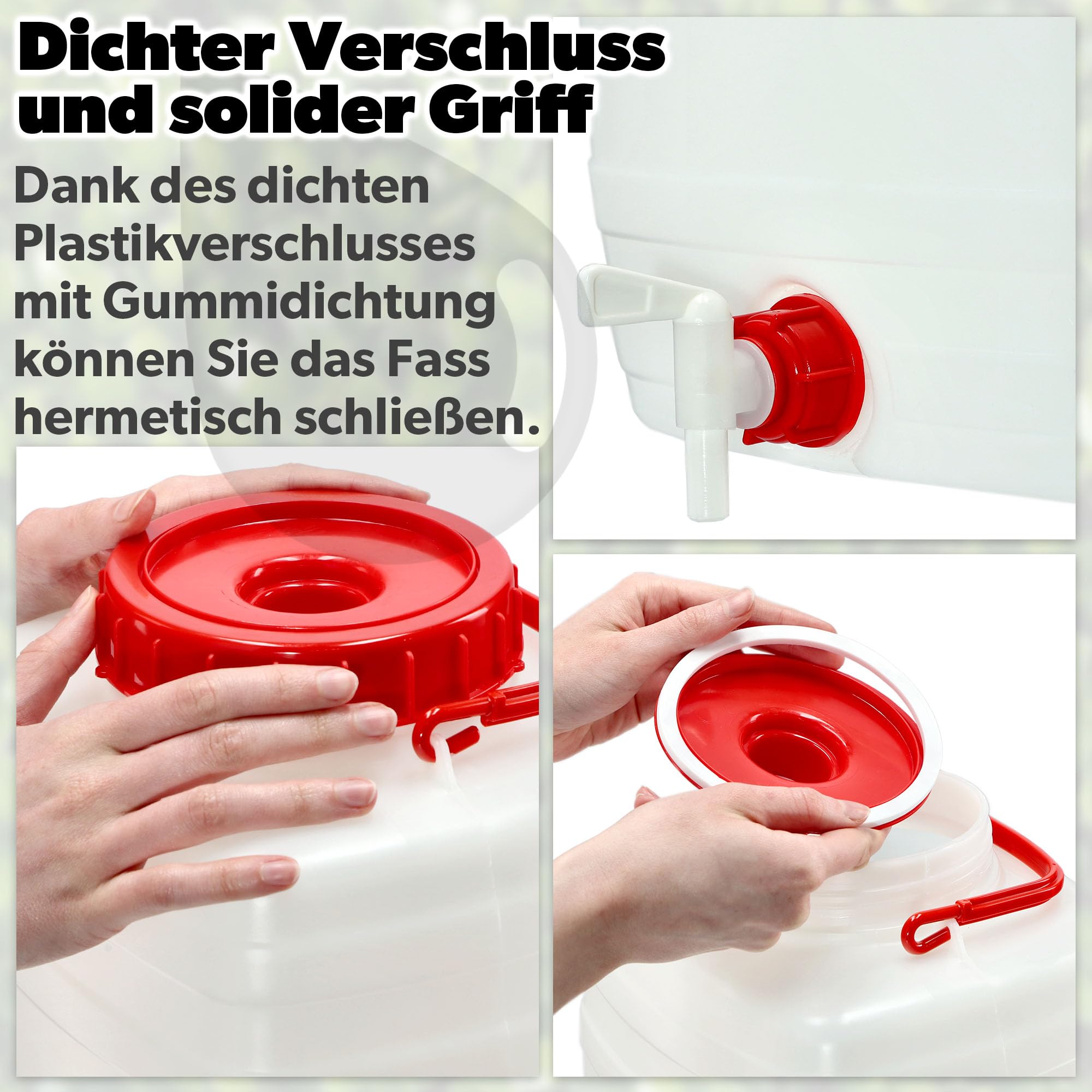 KADAX Wasserkanister, Getränkefass aus Kunststoff, Trinkwasserkanister, Wassertank mit Hahn, Wasserbehälter, Getränkekanister mit Gummidichtung