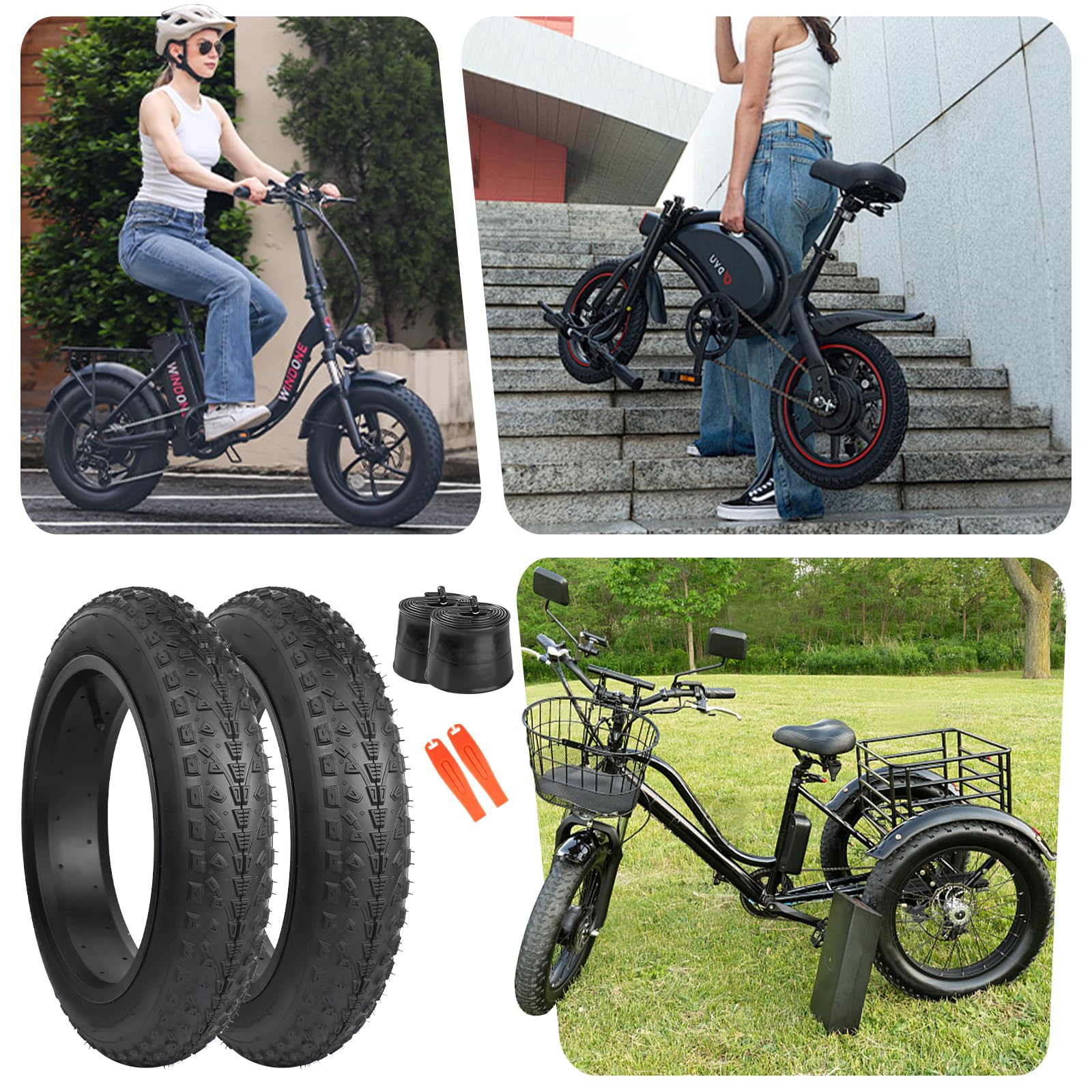 MEGHNA 16/20/26X3.0 Zoll E-Bike Reifen Fahrradmäntel kompatibel 76-305/76-406/76-559 MTB/Fat Tires/Snow&Electric Bike