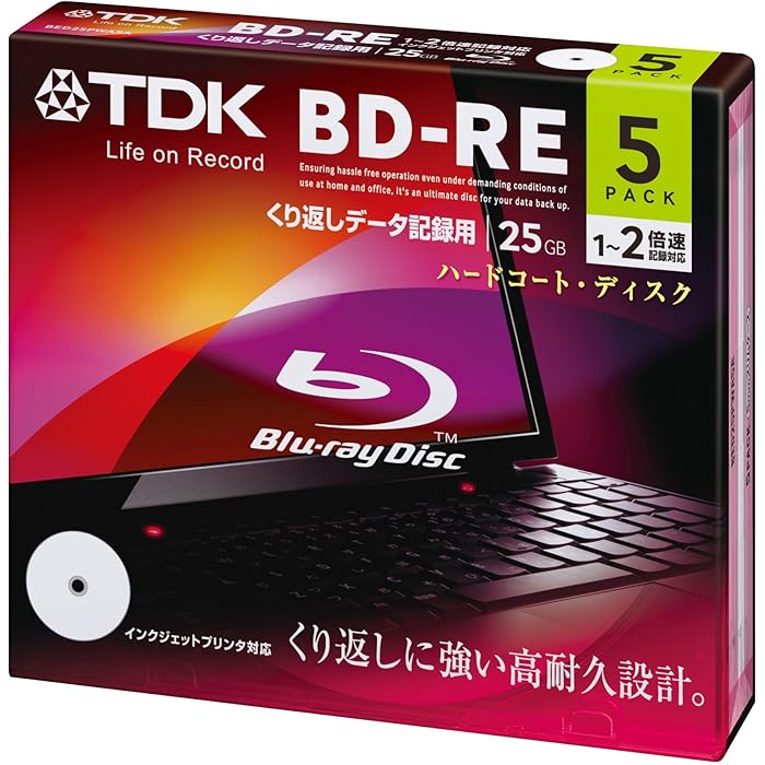 Buy TDK BDRE 25GB 2x Speed 5 Pack Rewritable Printable BluRay Blank