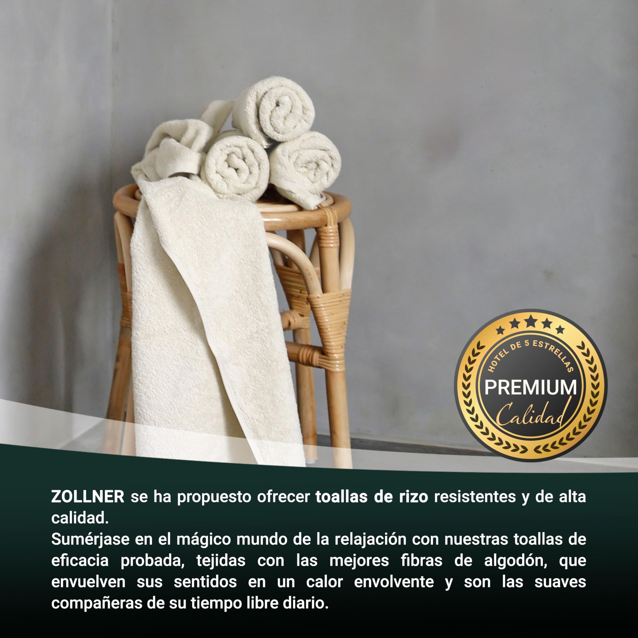 ZOLLNER 2 Toallas de Ducha, 70x140 cm, Beige, algodón