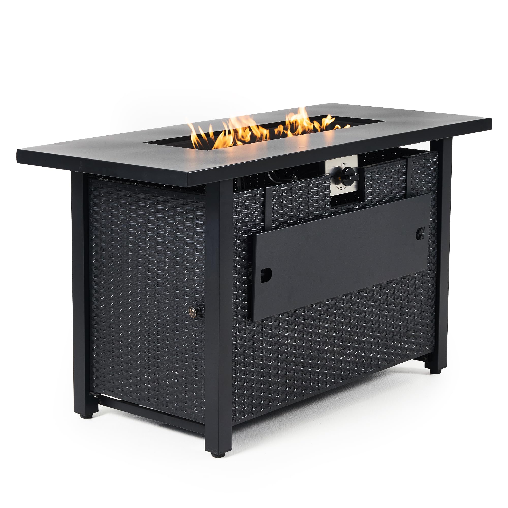 NIGOME Propane Fire Pit Table – Rectangle 43 Inch Outdoor Firepit for Patio, Balcony, and Garden – Versatile Gas Fire Pit with Lava Rock & Table Lid