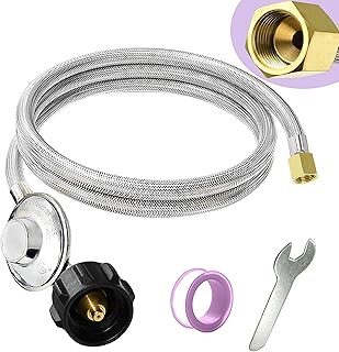 6Ft Stainless Braided Propane Regulator with Hose Universal QCC1 Low Pressure Propane Regulator Replacement with Stainless Steel Braided Hose Propane Rregulator with Hose for Most LP Gas Grill