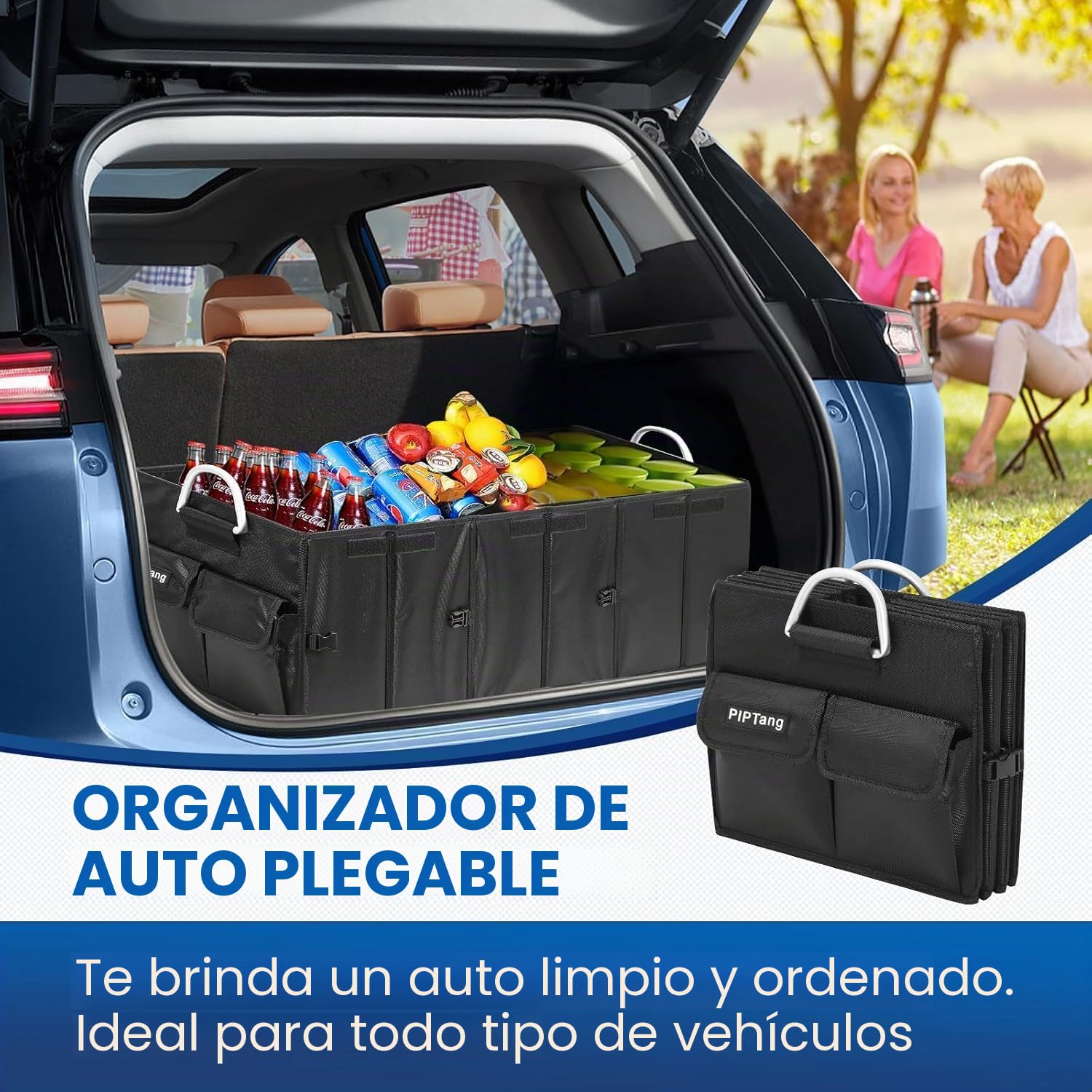 90cm 100L XL Grande Organizador Maletero Coche Grande, Viaje Caja Almacenamiento Organizador Coche,Resistente,Plegable,Multicompartimento, Esenciales Para Coche Negro (XL 35,4X13,8X11,8in)