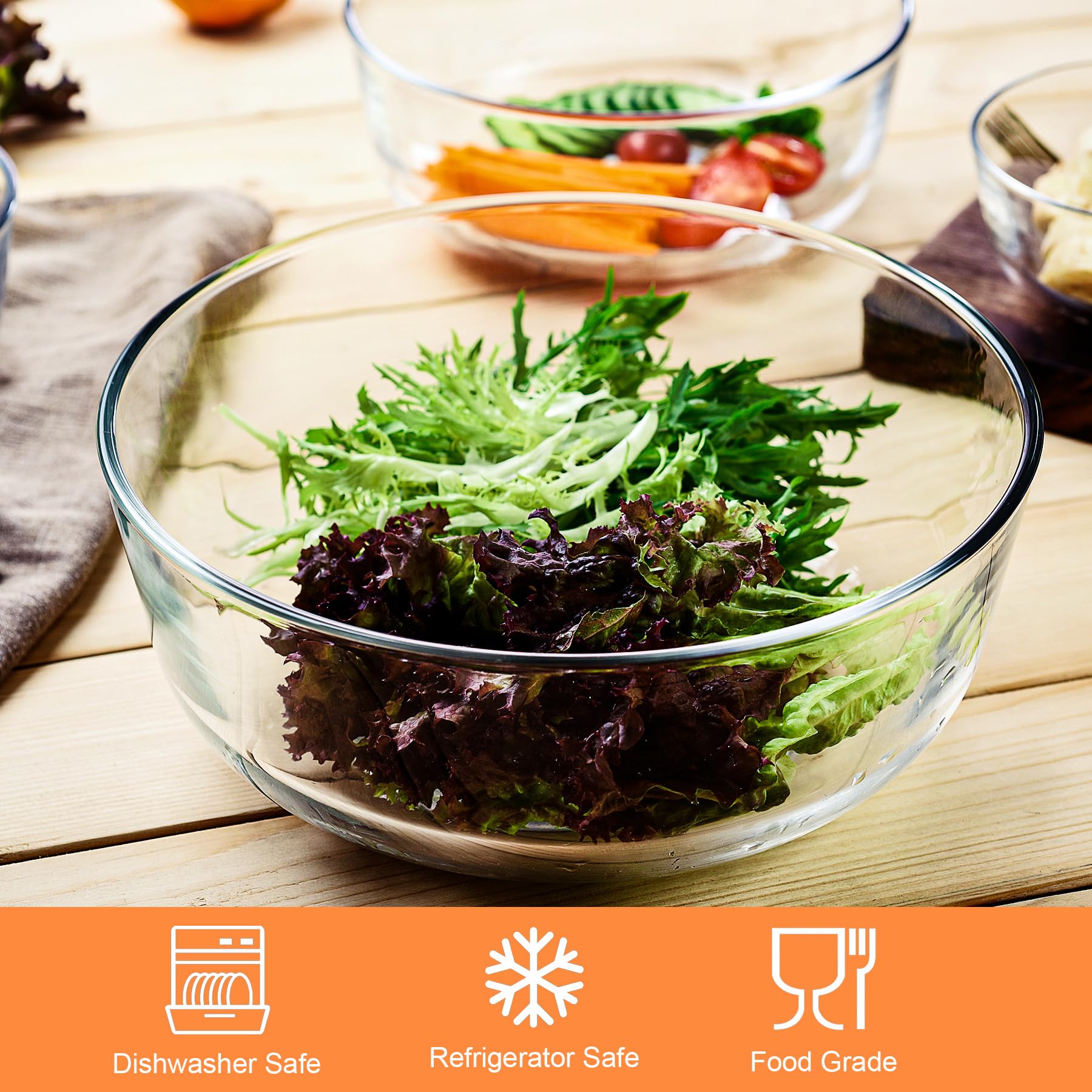 Cuencos de vidrio para mezclar, juego de 4 cuencos de vidrio, apilables, para preparar, hornear, cocinar y servir, aptos para lavavajillas, microondas y congelador (0.31QT, 0.68QT, 1.28QT
