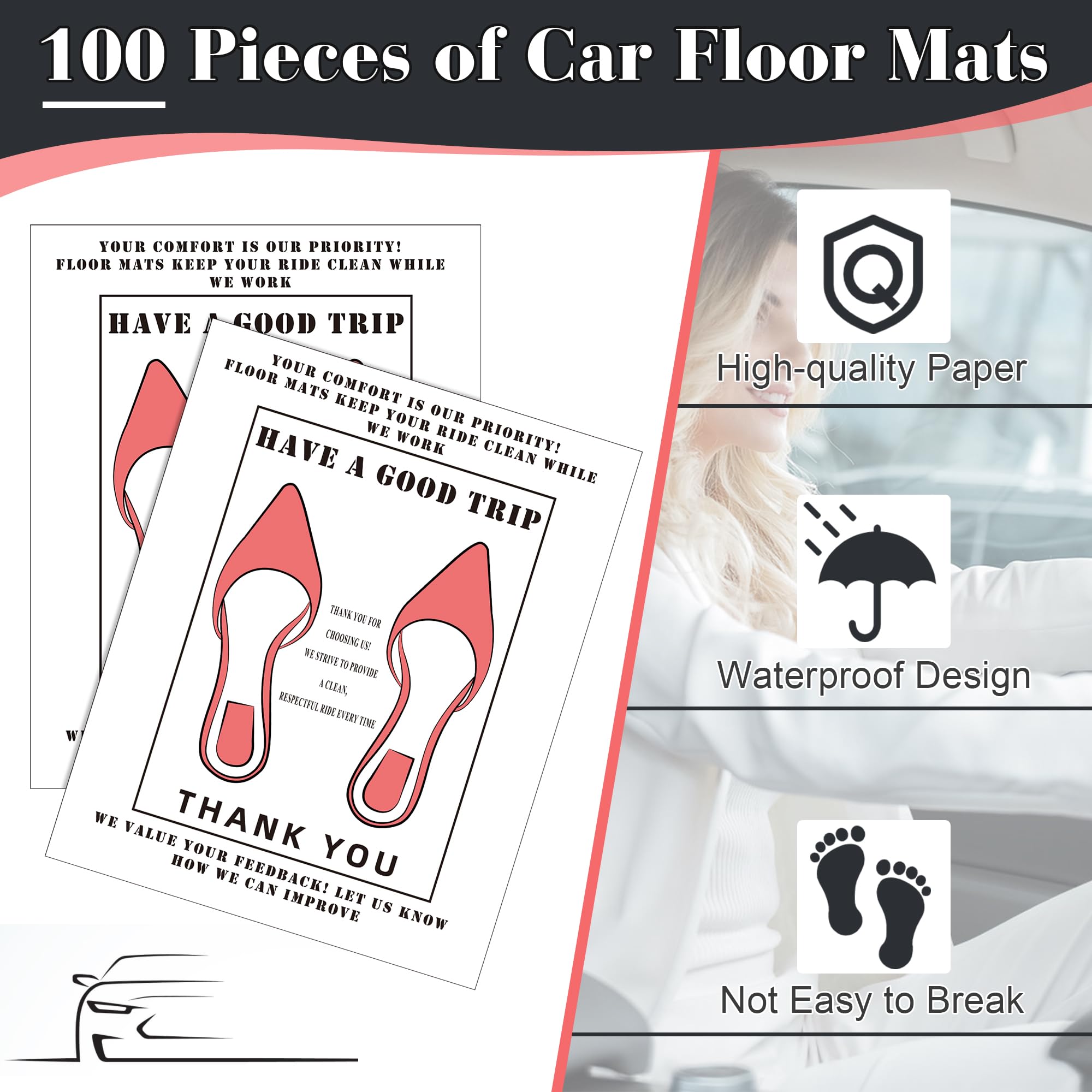 Solaradgy 100Pcs Paper Floor Mats for Cars 16 x 20 Inches Paper Floor Mats for Cars Detail with — view 4
