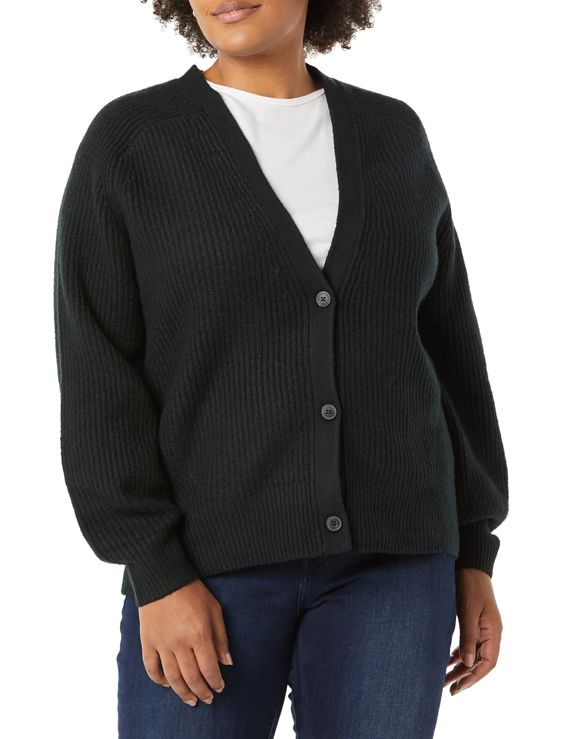 Photo 1 of Amazon Essentials Women's Soft Touch Ribbed Blouson Cardigan Small Black