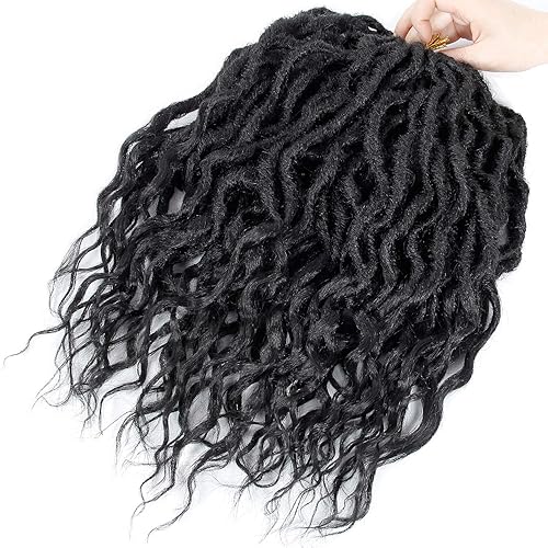 Miniatura 59 de 8 paquetes de rastas de cabello sintético de ganchillo de 18 pulgadas, rastas sintéticas bohemias con extremos rizados, cabello de ganchillo suave