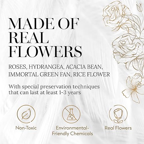 Miniatura 3 de GLAMOUR BOUTIQUE Ramo de flores preservadas, rosas de larga duración en una caja con hortensias y más, listo para regalo para aniversario,