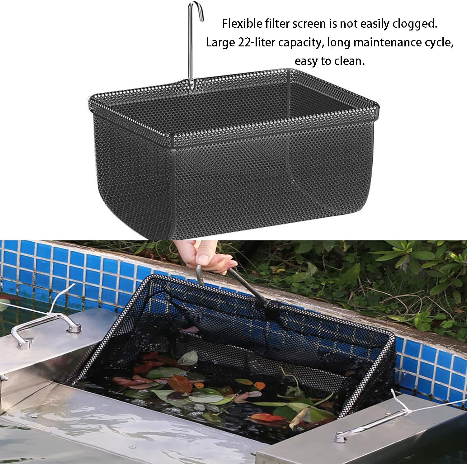 Espumador de estanque de acero inoxidable, colector de desechos multiusos, bomba de alto flujo limpiador automático para estanques de peces y piscinas, herramienta reductora de lodo resistente