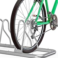 Vista 7 de Simple Houseware - Soporte de almacenamiento ajustable para 5 bicicletas, aparcamiento para suelo, color plateado