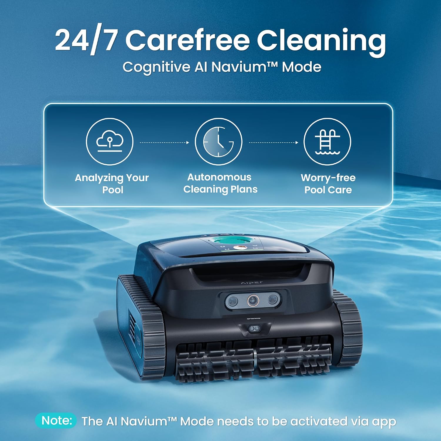 (2026 Upgrade) AIPER Scuba V3, 240 Min Runtime Upgrade Battery Life, AI Vision Cordless Robotic Pool Cleaner, Multi-Layer Filtration, Include Wireless Charging Dock, Gray