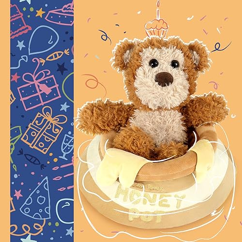 Miniatura 5 de MorisMos Honey Bear - Juego de 2 piezas de oso de peluche, oso de peluche con maceta de miel, juguete de peluche para desarrollo sensorial, peluche