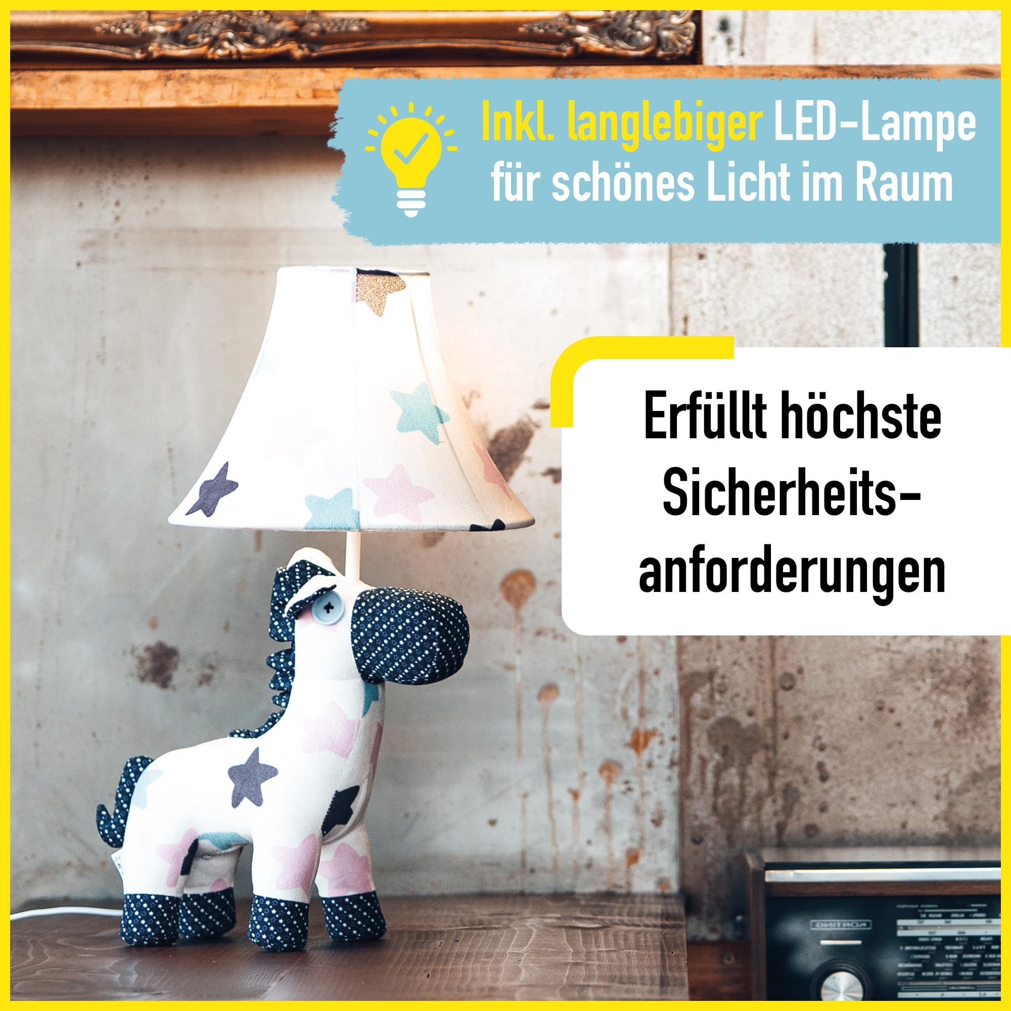 Happy Lamps Finn LED-Tischlampe Pferdelampe Kinderzimmer 47 cm | handgefertigt, kindersicher, ideal fürs Kinderzimmer, Geschenkidee