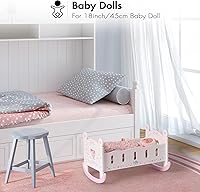 Vista 7 de ROBUD Cuna de Madera para Muñecas de Bebé, Juguetes de Cama para Muñecas de Bebé, para Muñecas de Hasta 18 Pulgadas, Accesorios para Muñecas