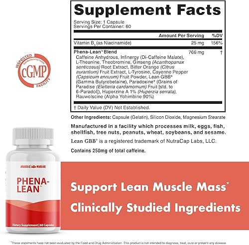Miniatura 5 de Suplemento Phena-Lean Premier de Anabolic Warfare suplemento termogénico de composición corporal alimenta tu fuego promueve la energía aumenta el