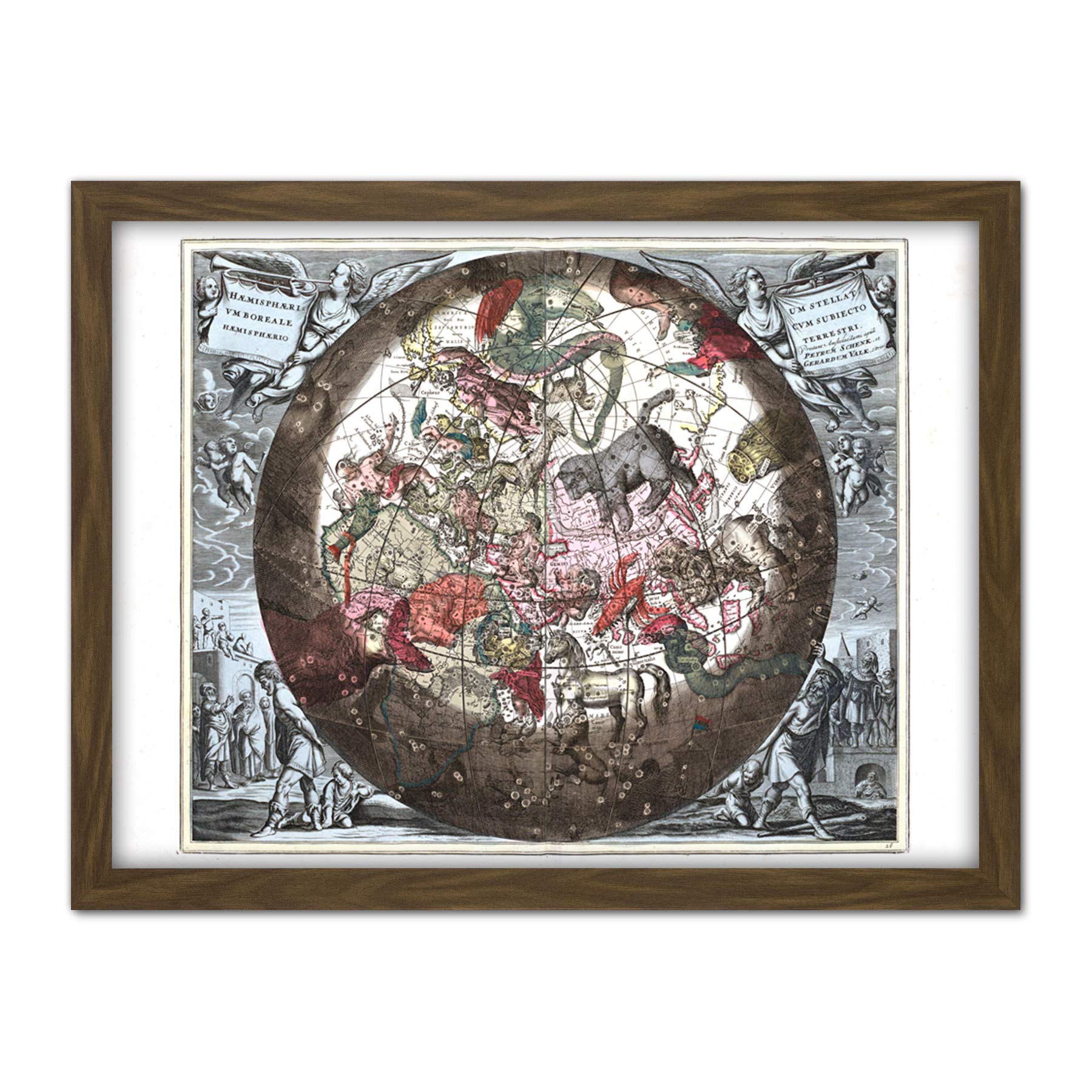 Map Keller 1708 Hemisphere Star Constellations World Artwork Framed Wall Art Print 18X24 Inch