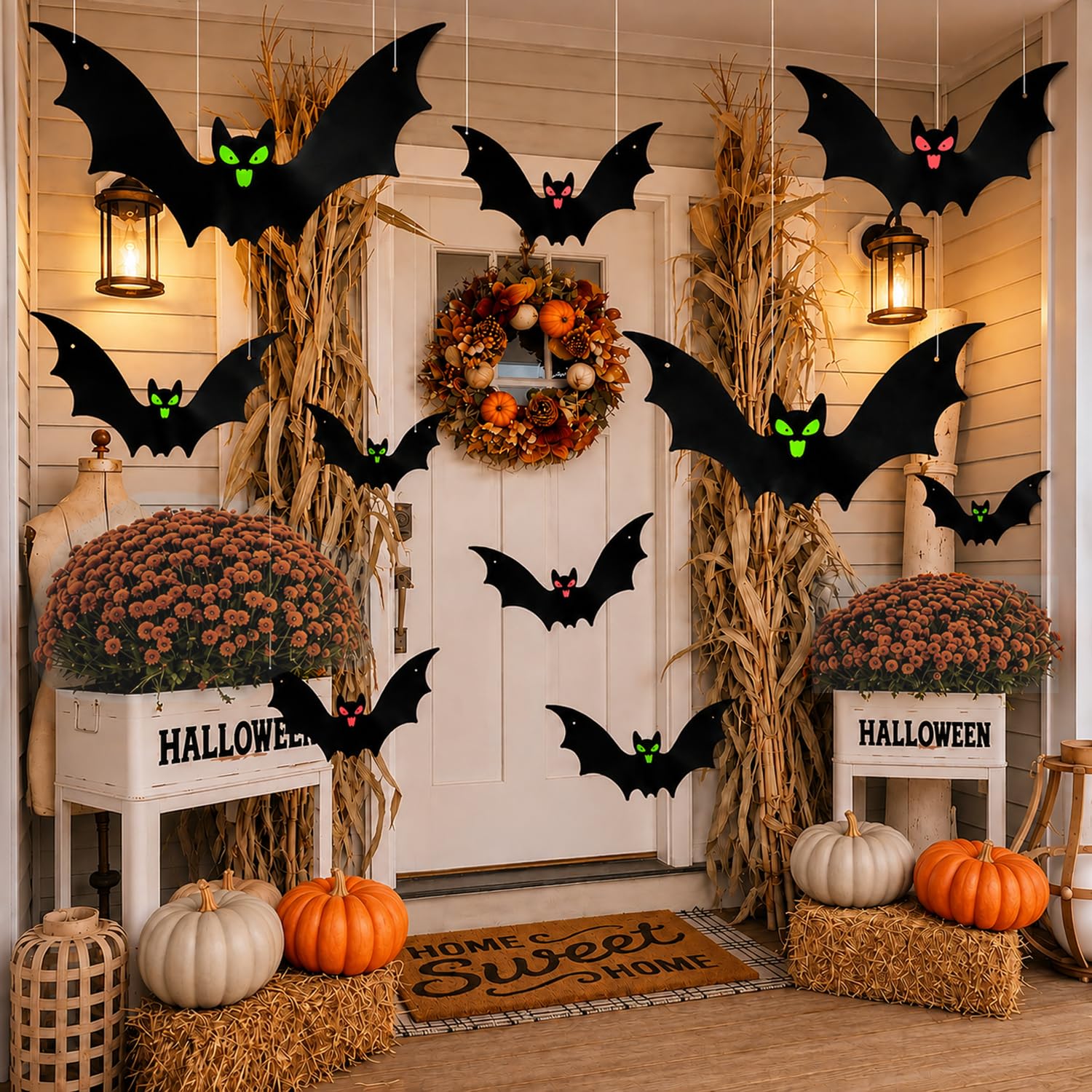 Lofeijxufj Halloween Hanging Bats Decorations--12 Pcs