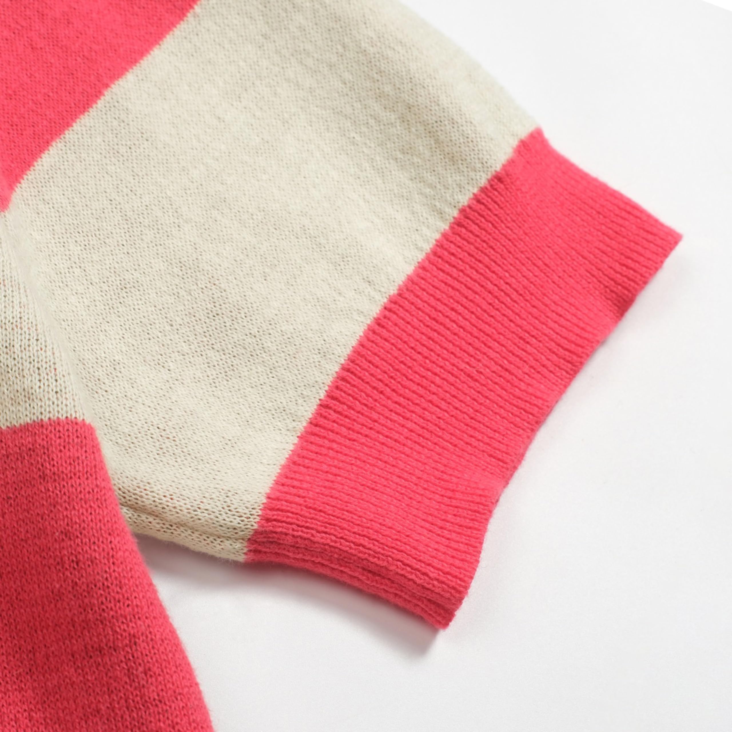 OXKNIT Damen Poloshirt Kurzarm Rosa mit V-Ausschnitt aus Jacquard-Strick mit Dackelmuster