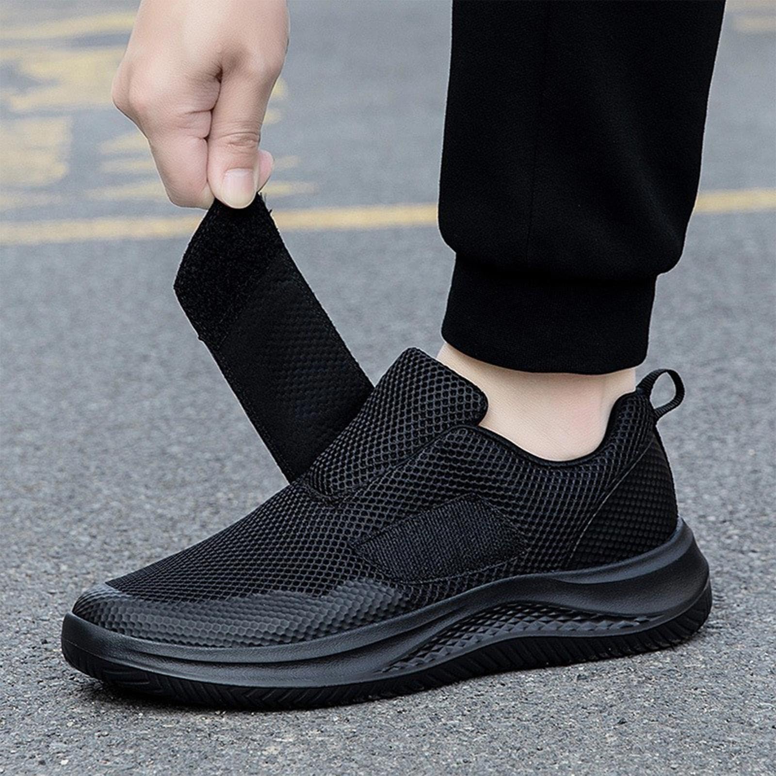 Chaussures de randonnée respirantes extra larges pour les grands personnes âgées, chaussures orthopédiques confortables antidérapantes avec semelle rembourrée pour le soutien de la voûte plantaire