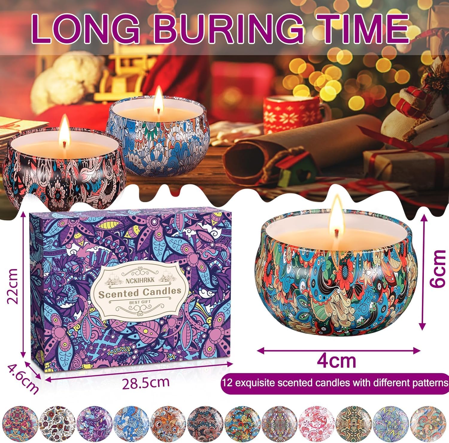 12 Pz Candele Profumate, Set Idee Regalo Donna Compleanno, Naturale Candela Profumata Cera di Soia per Festa Della Mamma, Regalo Maestre Fine Anno, Natale, Matrimonio, Doccia, Yoga