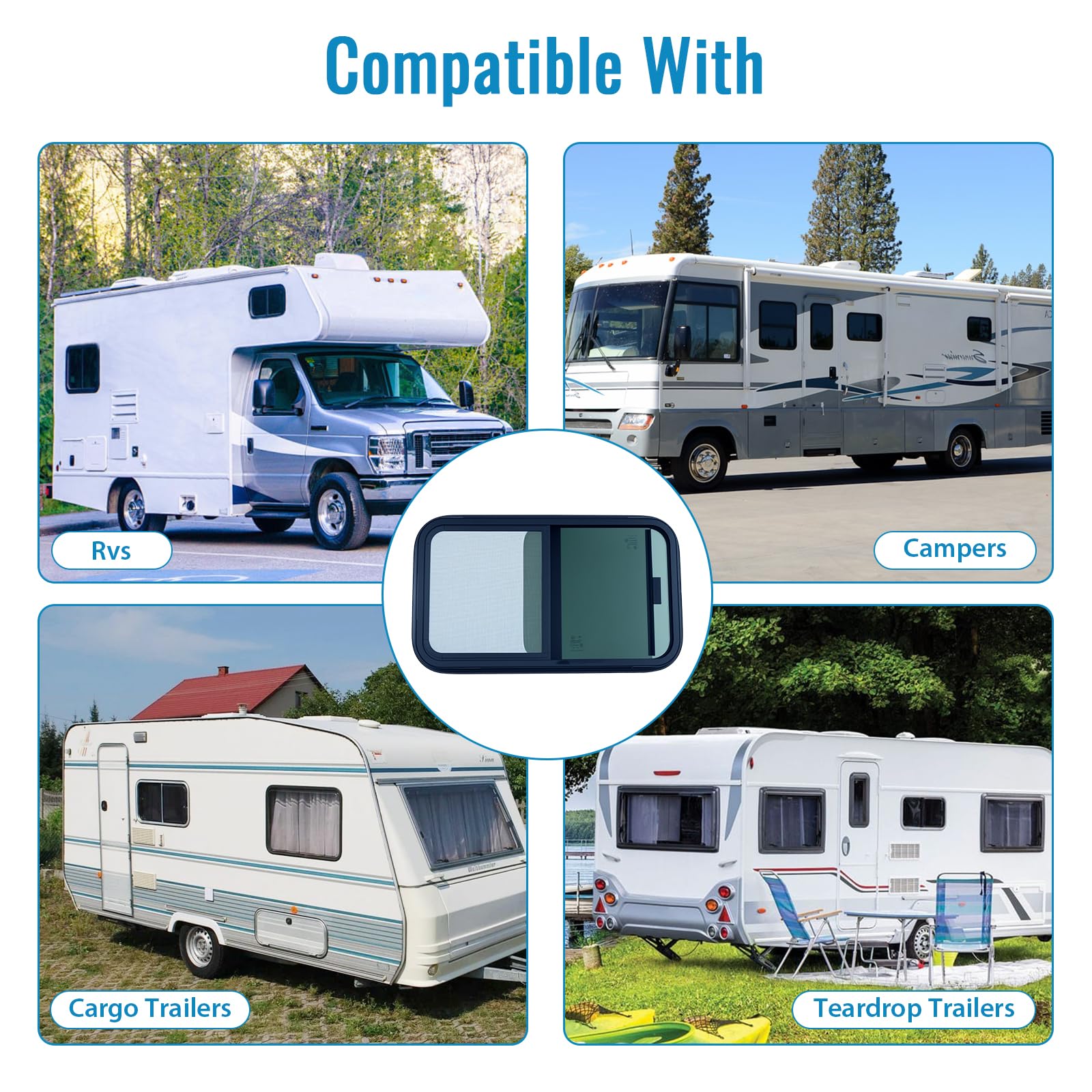 Fenêtre Caravane 600x300mm Avec Moustiquaire, Latérale Camping-Car | Fenêtre De Camping-Car Avec Protection Solaire Et Ventilation, Idéale Pour Caravanes, Remorques Et Aménagements Mobiles