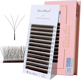 DeceMars Colored Lash Extensions Brown 4D Eyelash Extensions W Lashes 0.07mm Thickness C Curl 10mm Premade Fans Lash Extensions Easy Fanning Natural Soft Volume False Eyelashes Professional Use