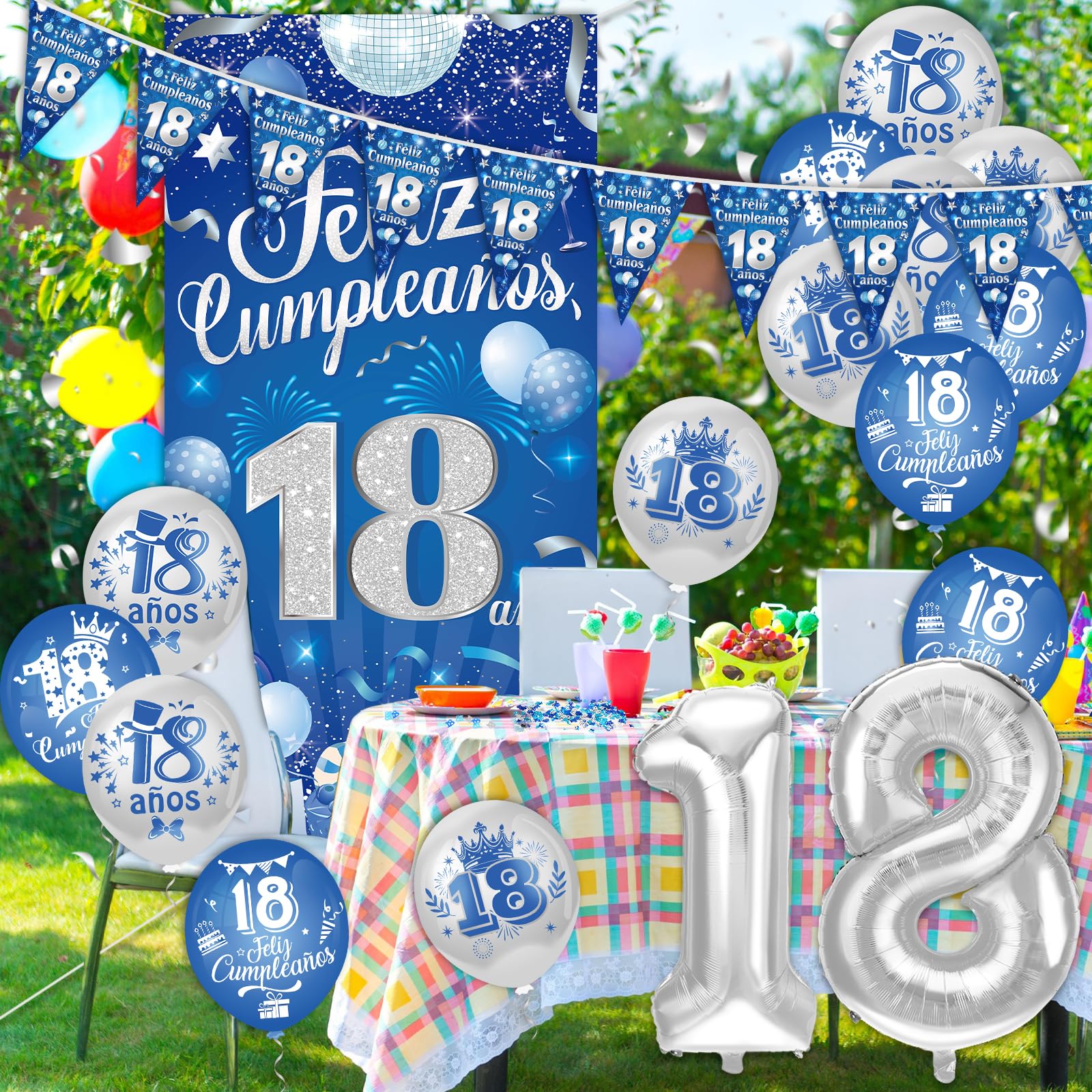 YIMAKJ 18e Verjaardagsdecoratieset – Wit-goud Met Banner, Ballonnen En Slinger – Perfect Voor Meisjes En Jongens – Complete Feestpakket