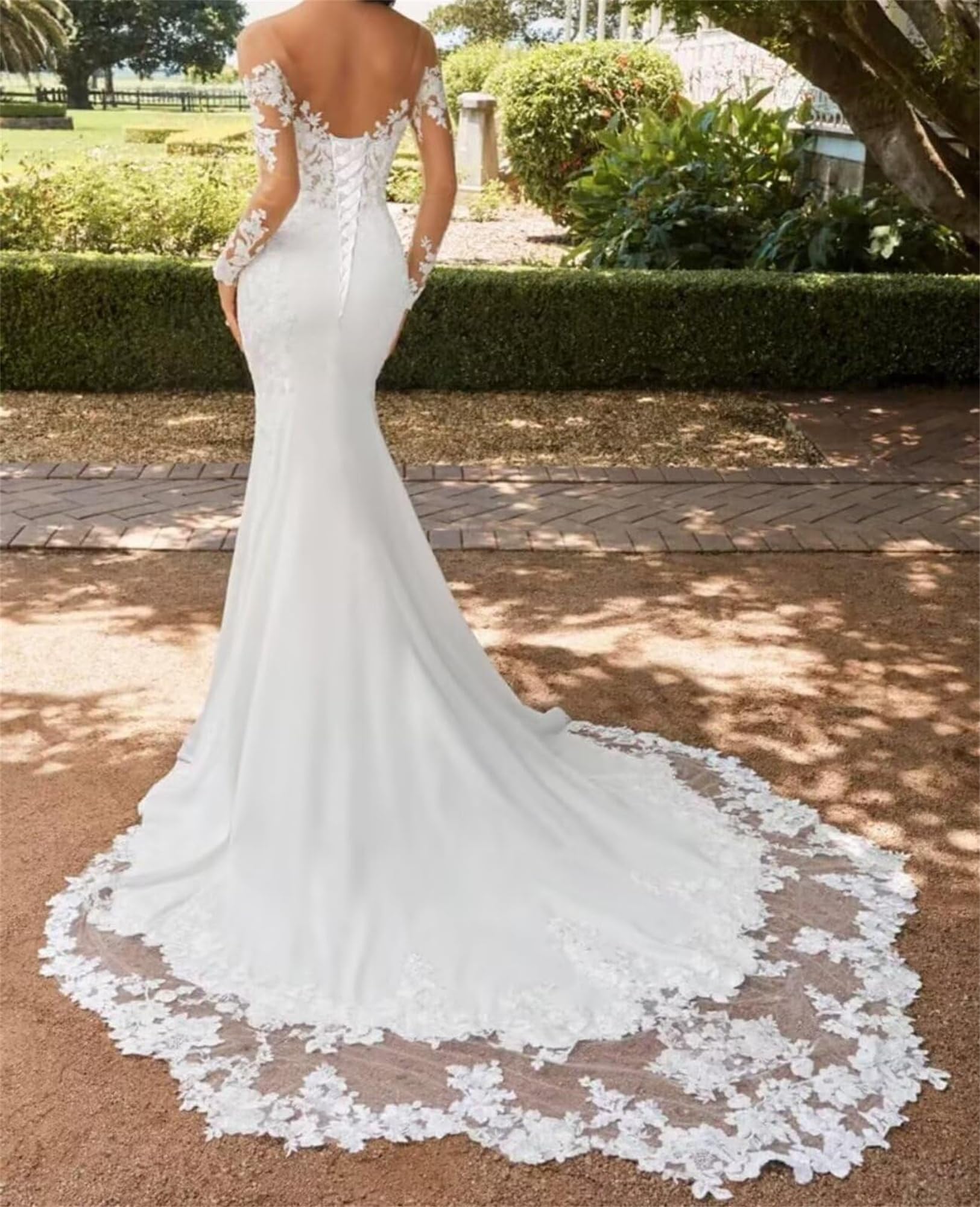 Meerjungfrauen Spitzen Brautkleider Off The Shoulder Boho Beach Hochzeitskleider Braut Spitzen Langarm Hochzeitskleider