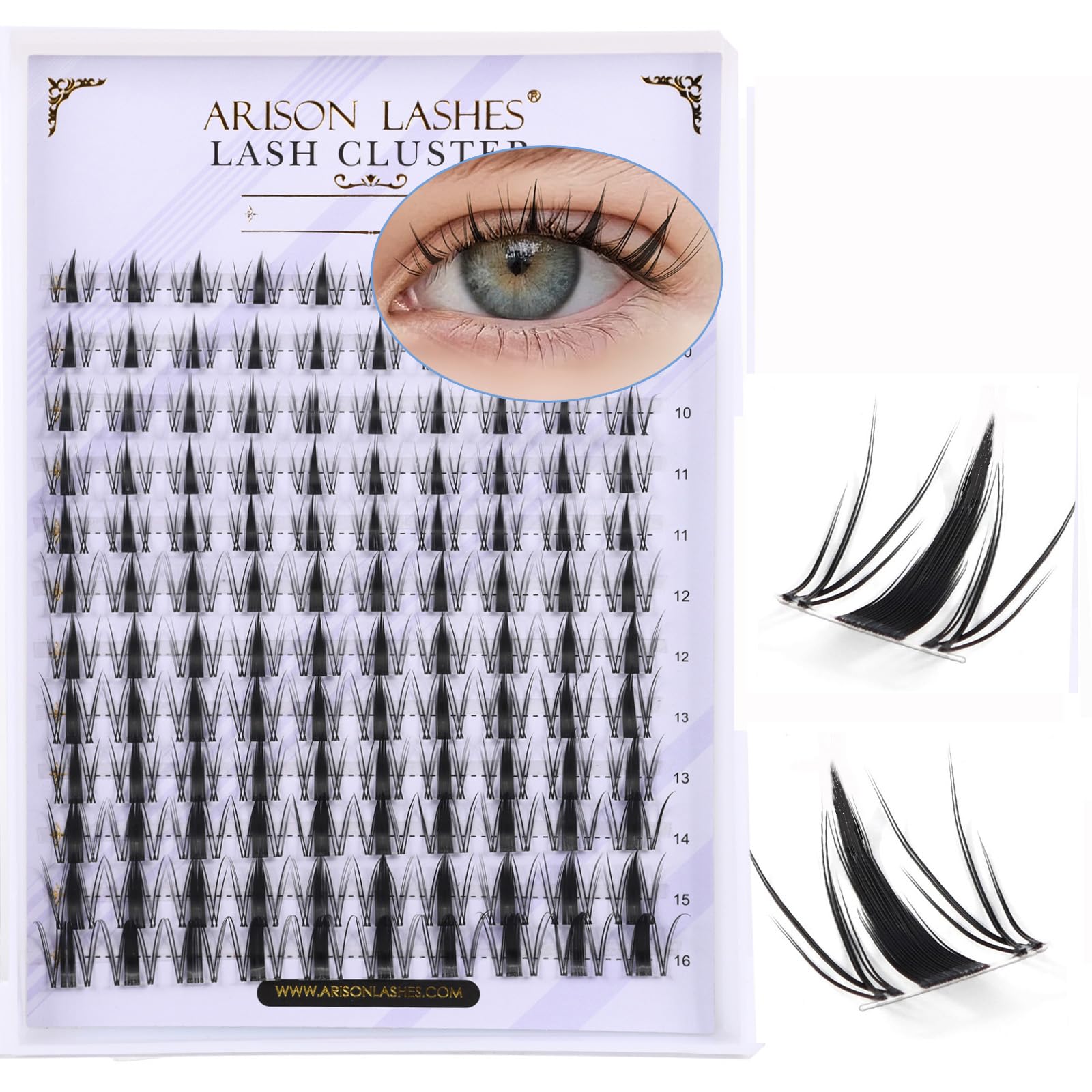 Arison Lashes Manga Fairy Lashes Cluster indywidualne rzęsy Anime przedłużenie rzęs, kolczaste rzęsy, Cosplay DIY (Anime D-9-16Mix)
