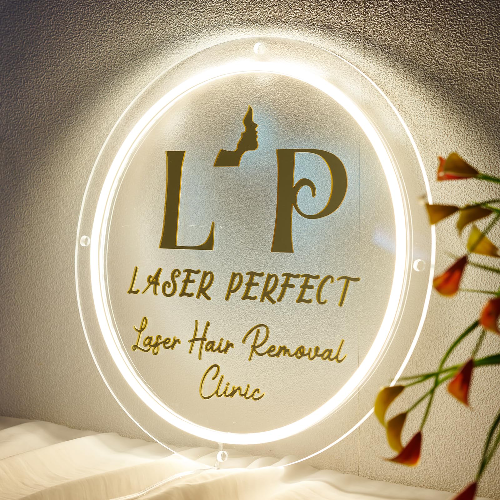 GUANKE Custom neon sign, Custom Acrylic sign for Business Logo, Personalized Illuminated Floating Acrylic Business Sign for Offices, Hair Studio, Retail Stores, Restaurants, Bar, Salon โ image 1