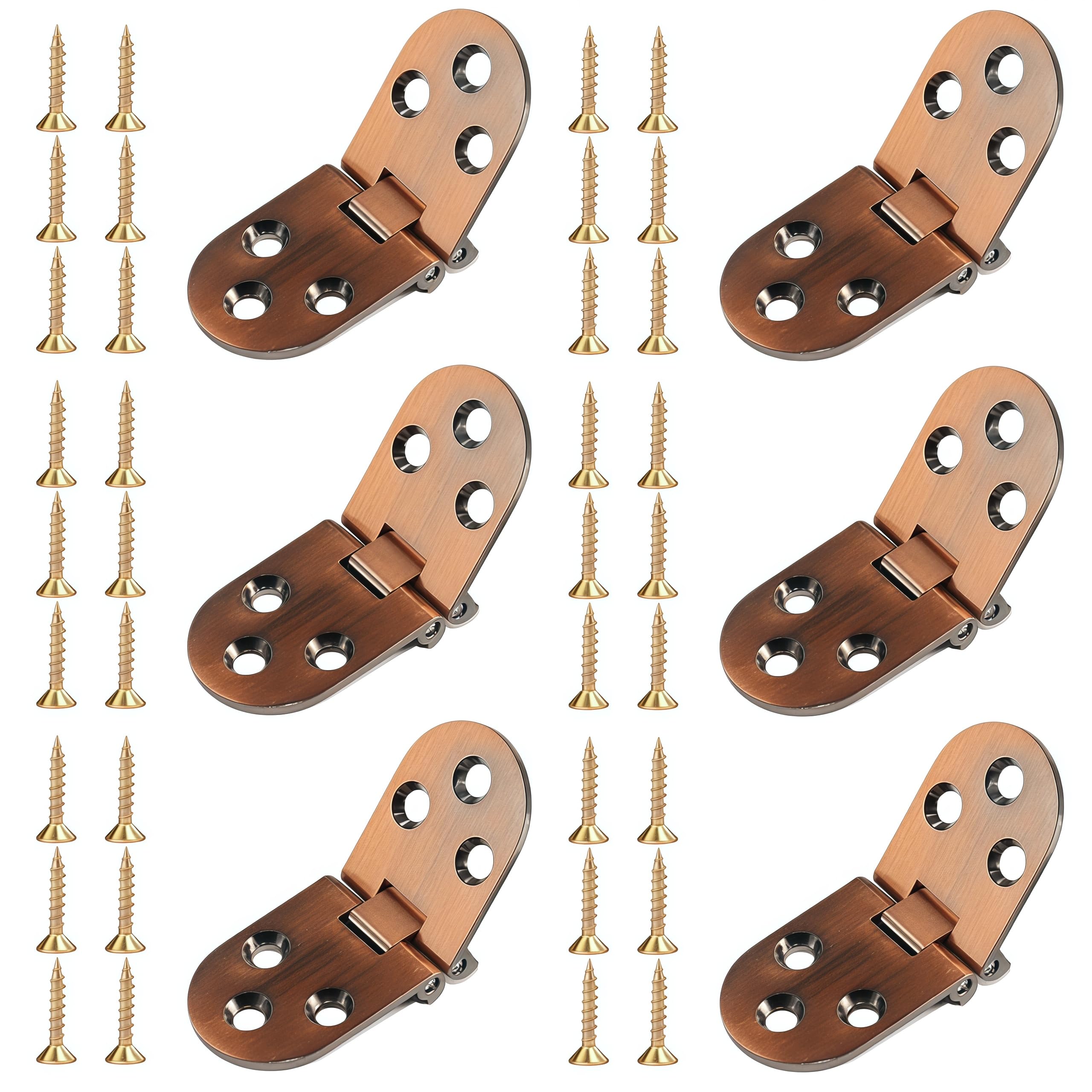 Vbnexyr Red Bronze Hinge 6 Pack Alloy 180 Degree Flip Hinges With Screws Suitable For Folding Cabinet Doors Dining Table Hinges And Boxes Antique
