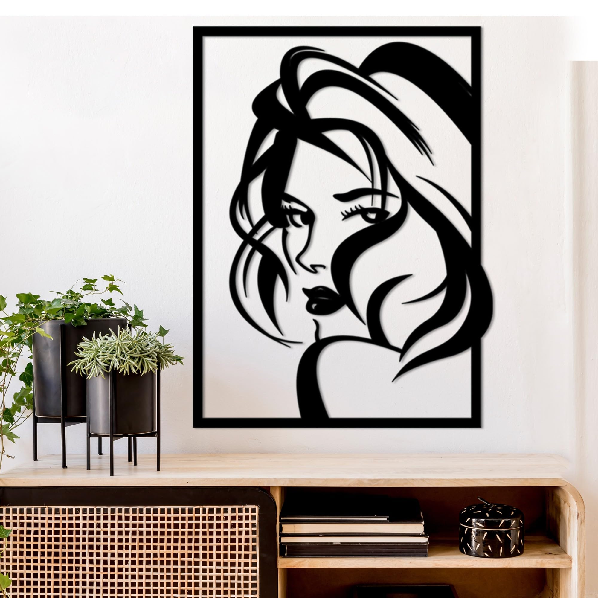 Stylish Black Decorative Metal Wall Accessory, 56 x 41 cm, 100% Metal, 1.5 mm Thickness, Lightweight (0.8 kg), Perfect for Modern Home Decor