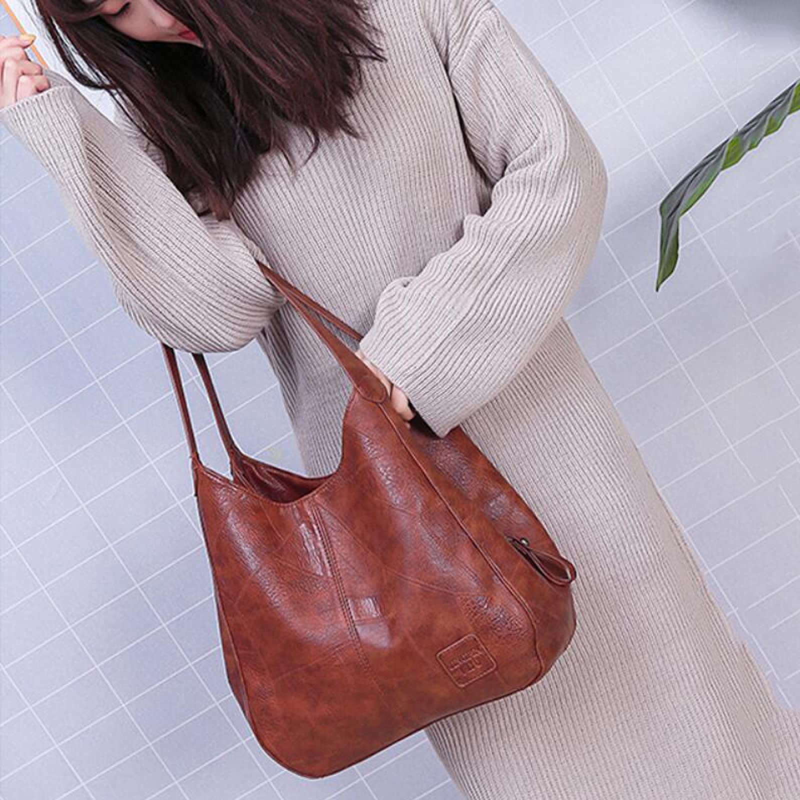 Sacs à main de luxe en cuir vintage Sacs pour femmes Sacs fourre-tout grande capacité pour femmes
