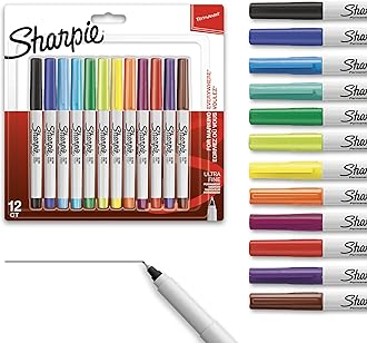 Sharpie Permanent Markers, Ultra Fine Point, Black, 12-Count