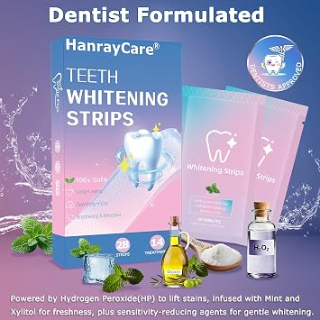 Premium Teeth Whitening Strips, Professional At-Home Whitening
