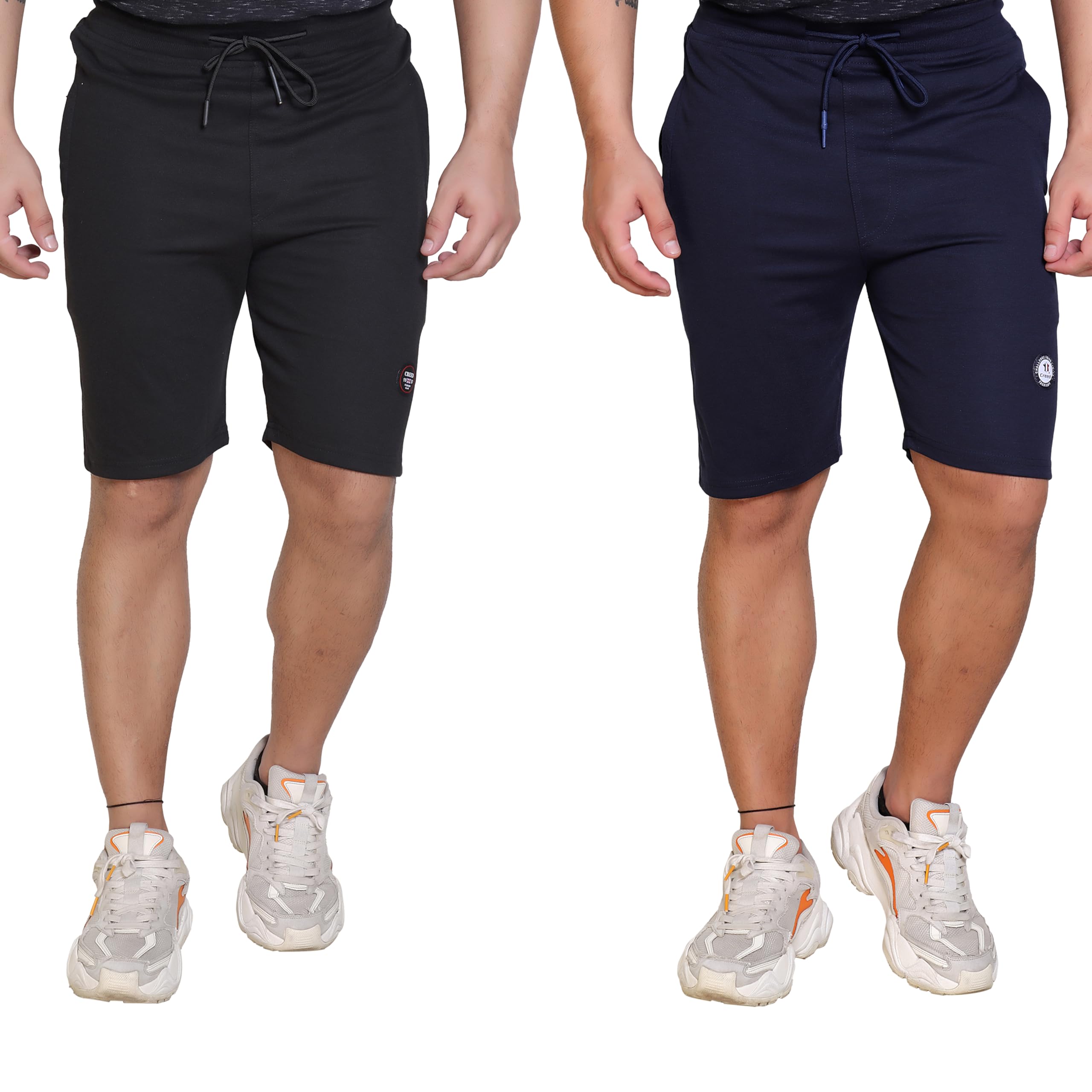 kings creed King's Creed Casual Shorts for Men, Relaxed Fit, Cotton Blend, Drawstring Waist, Zip Side Pockets, Solid Shorts - Combo (Pack of 2)-picture-27