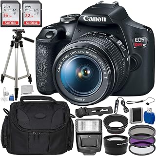 Canon EOS Rebel T7 Digital SLR Camera with 18-55mm EF-S f/3.5-5.6 is II Lens & Accessory Bundle - Includes: SanDisk 16GB &...