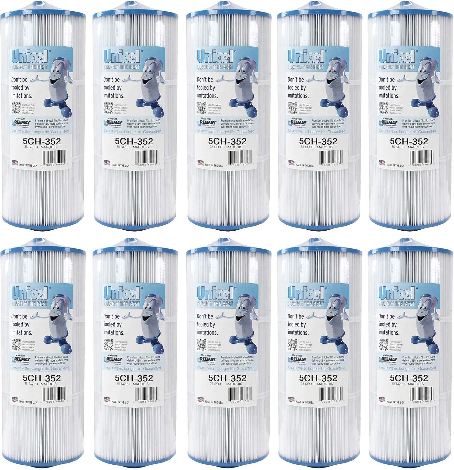 Unicel 5CH-352 35 Square Foot Media Replacement Hot Tub Spa Filter Cartridge with 151 Pleats (10 Pack)
