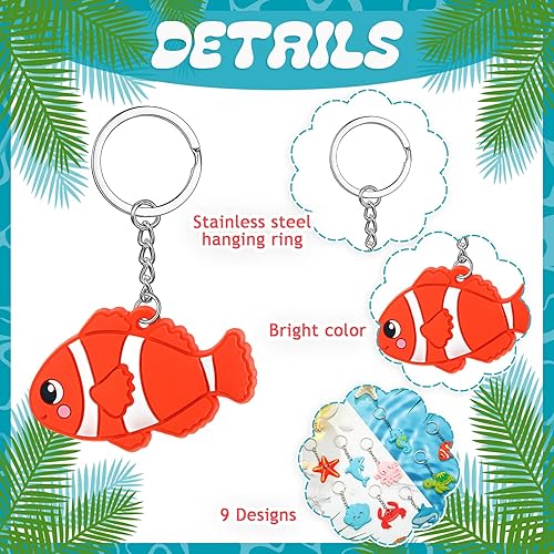 Miniatura 9 de 36 llaveros para fiesta en la piscina, recuerdos de fiesta en la playa, flamenco, piña, hawaiano, tabla de surf, para niños, temática de verano,