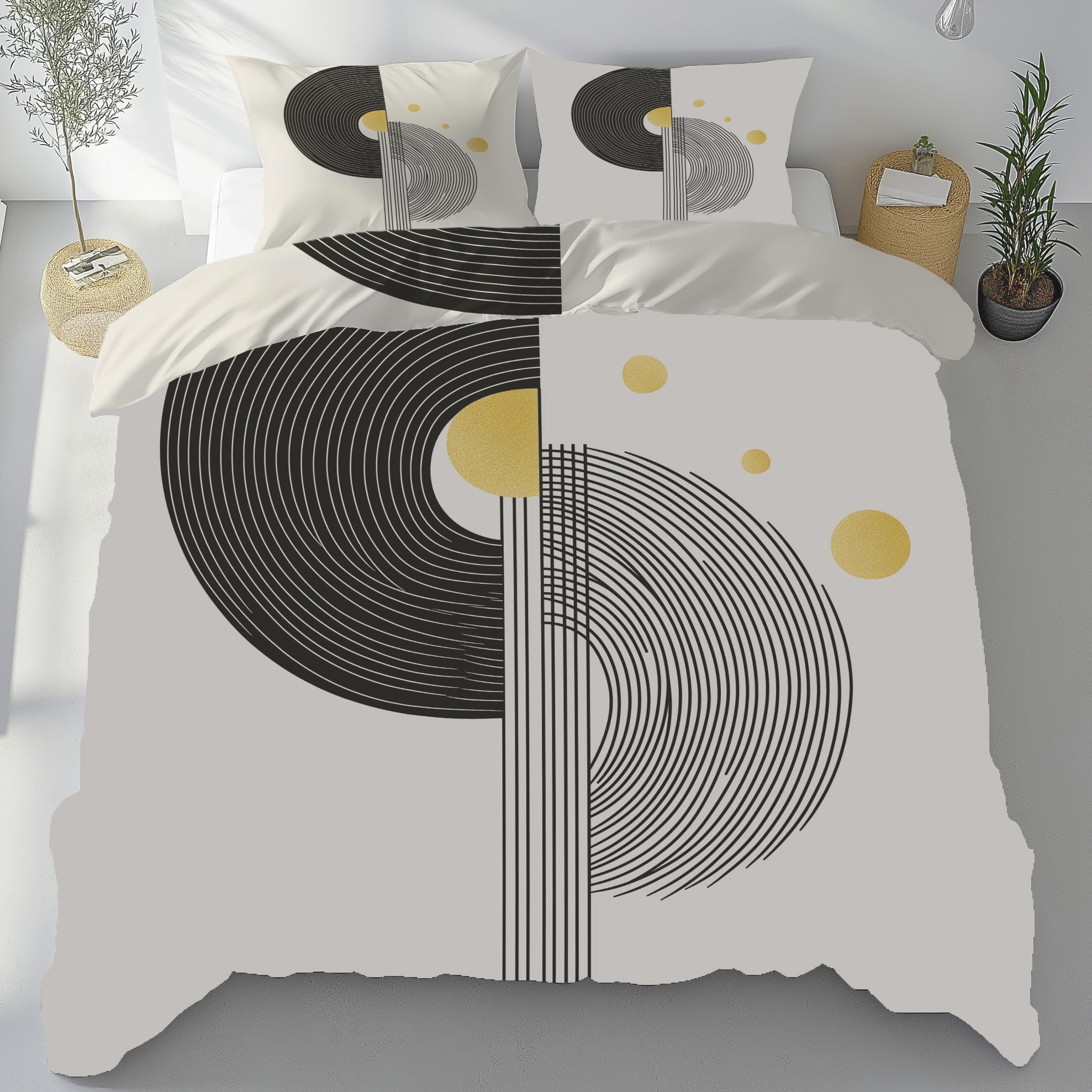 Housse de couette 140x200 cm avec taie lit 1 personne géométrique