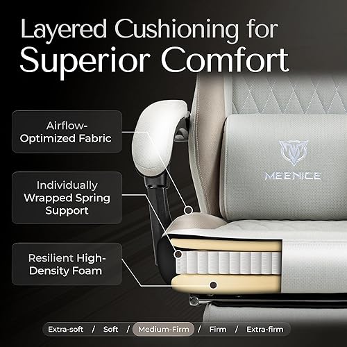 Miniatura 4 de Silla de juegos de tela con resorte de bolsillo, silla ergonómica de respaldo alto para videojuegos con reposapiés, soporte lumbar de masaje, altura