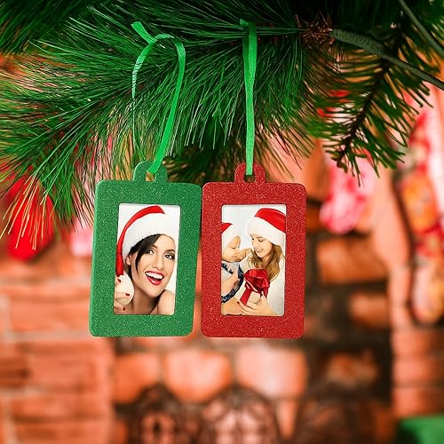 Miniatura 3 de 20 Pieces Christmas Photo Frames Ornament Mini Felt Hanging Picture Frame Small Picture Frame Christmas Tree Hanging Ornament for Family Xmas