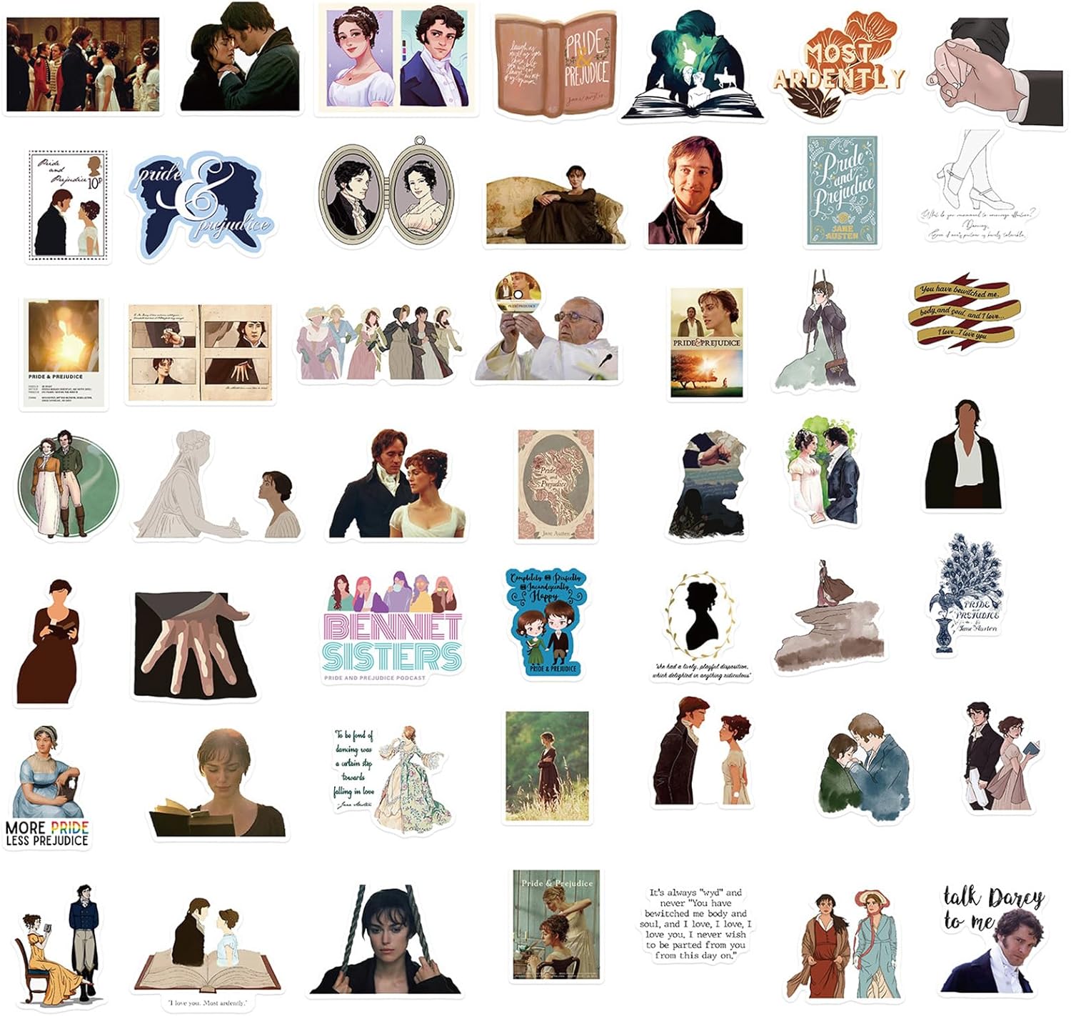 50Pcs Pride and Prejudice Stickers, Classic Novel Waterproof Sticker for Teen Adult Water Bottle, Laptop, Skateboard, Bike, Phone, Computer, Travel Case (Pride and Prejudice) - Image 5