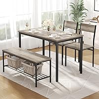 Vista 12 de DUMOS Mesa de comedor, juego de mesa de comedor para 4 personas con banco, mesa de cocina fácil de montar, ahorro de espacio, juego ideal para 4