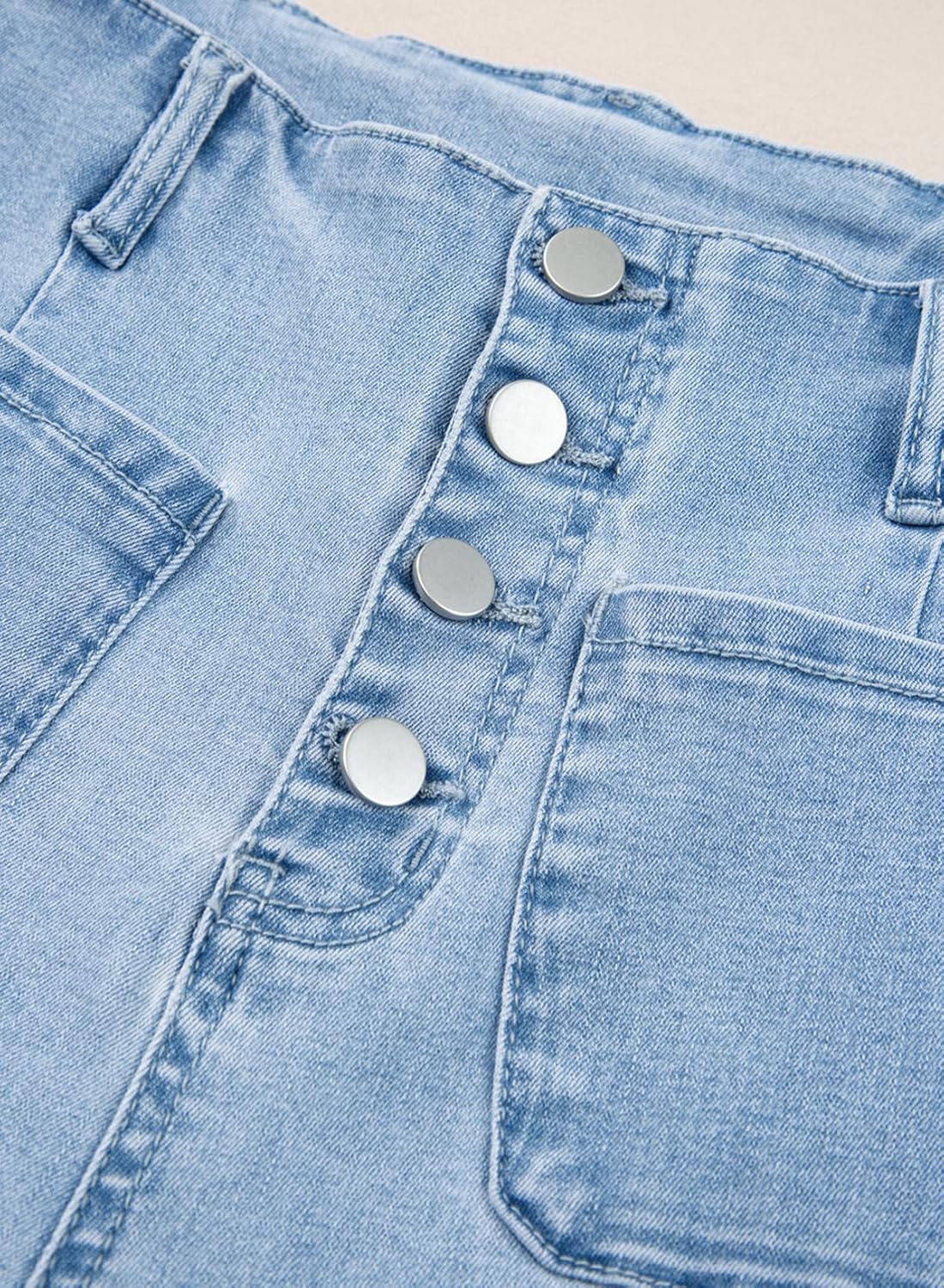 Sidefeel Women's Wide Leg Jeans High Waisted Stretchy Straight Leg Jeans Buttoned Loose Denim Pants with Pocket Sky Blue Size 6 Long