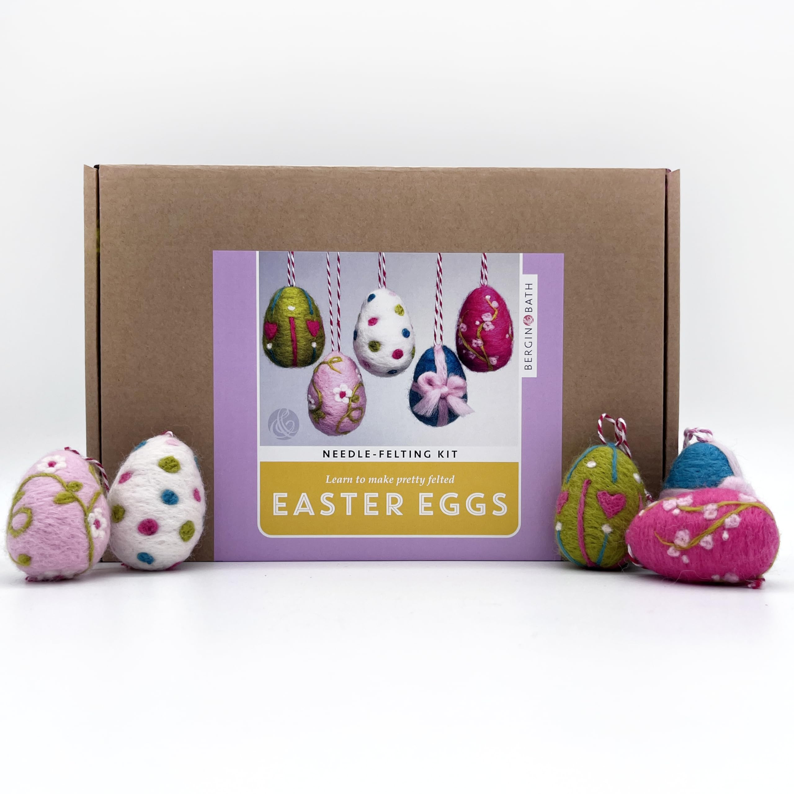 Bergin & Bath Needle Felting Kit - Easter Eggs - Create Your own Hanging Easter Decorations - Craft Kits for Adults - Easter Gift for her, for Mum