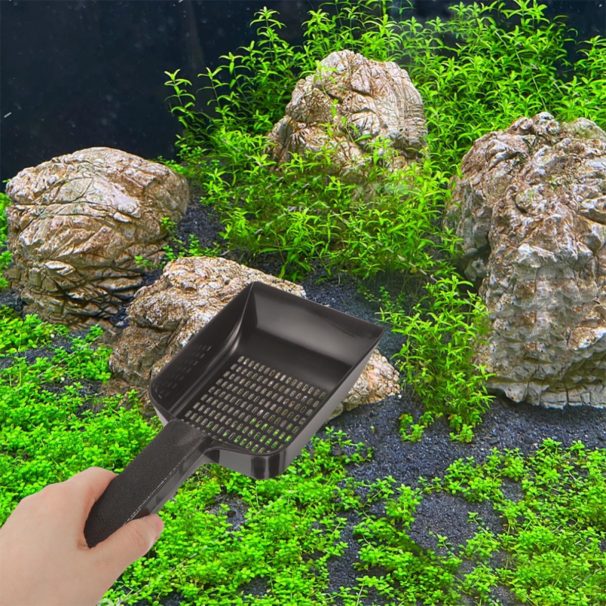 Zerodeko 2pcs Aquarium Gravel Shovel for Cleaning Fish Tank Substrate and Lizard Feces, Lightweight Plastic Sand Scoop with Multi Functional Design for Swimming Pool and Aquarium