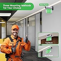 Vista 3 de Letrero de salida LED con borde iluminado, carcasa de aluminio cepillado, panel acrílico giratorio de doble cara, letreros de salida de emergencia